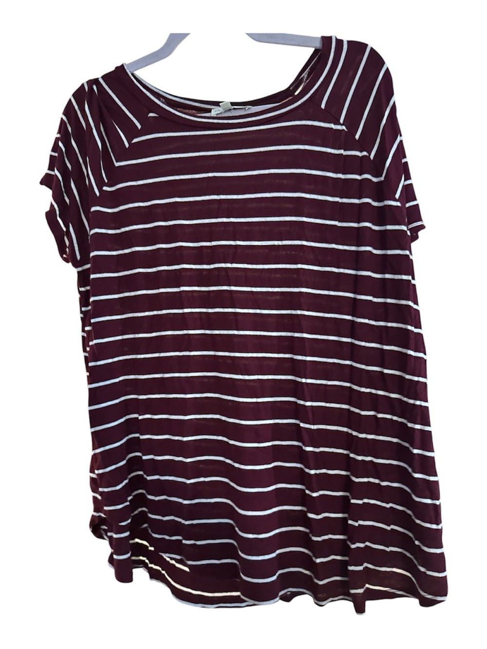 Perfect peach Scoop Neck Short Sleeve Tee in Burgundy Stripe 2x3x like new cott